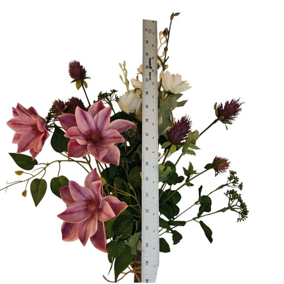 Artificial Mixed Flower Bouquet With Clematis Daisies & Thistle - 6 Stems 20" Ta - Picture 2 of 12